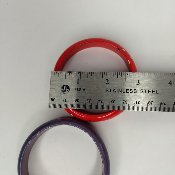 Painted Wood Stacking Bangle Bracelet Lot Purple Red 80s 90s Retro Kidcore Fun - Picture 13 of 15